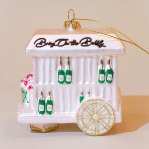 NEW 8 Oak Lane Bubbly Cart Glass Ornament Champagne Anthropologie Christmas
